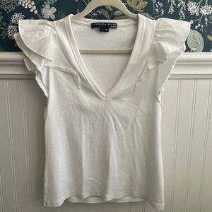 White Vneck - Ribbed Tee